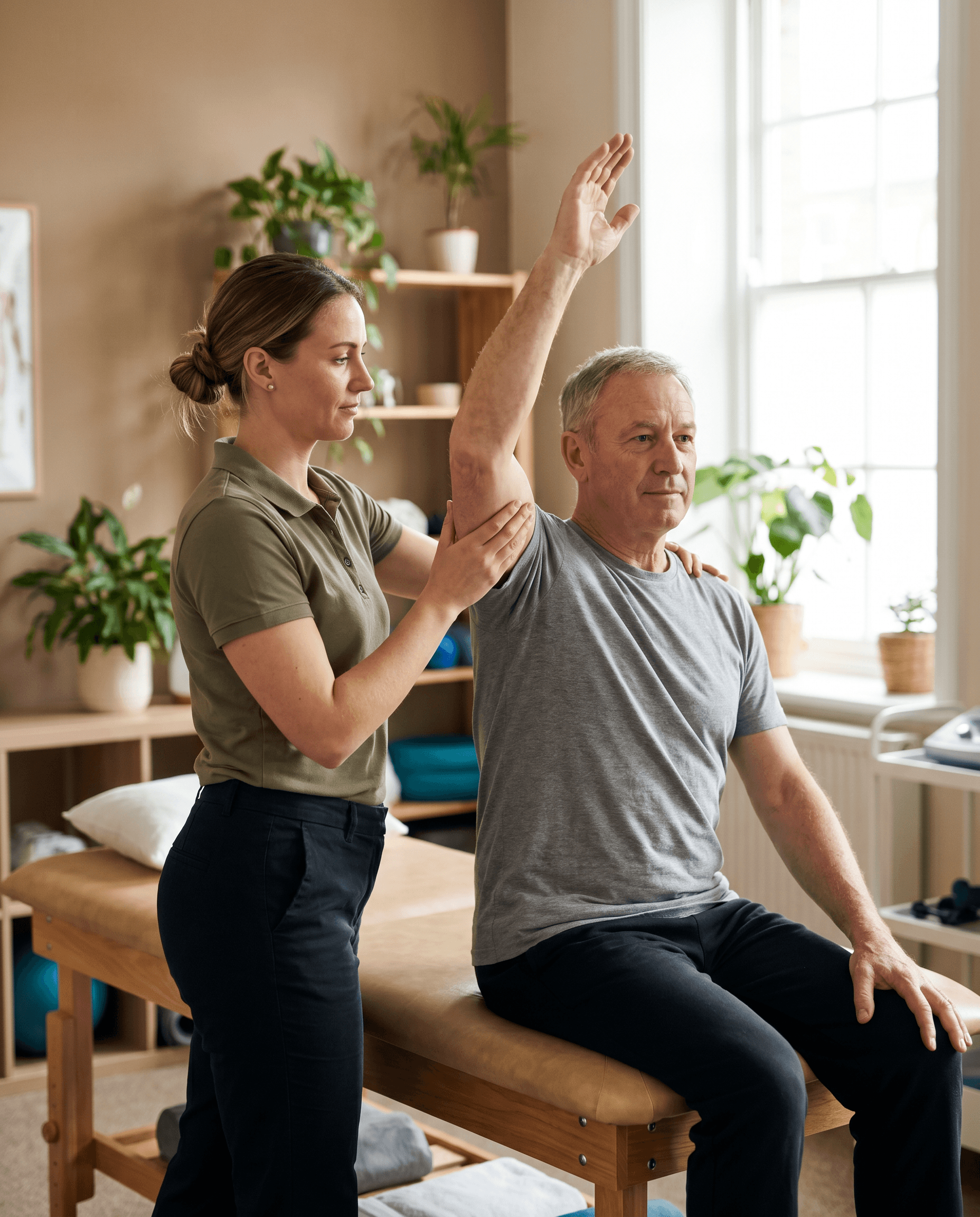 Therapist working with a patient in the treatment room